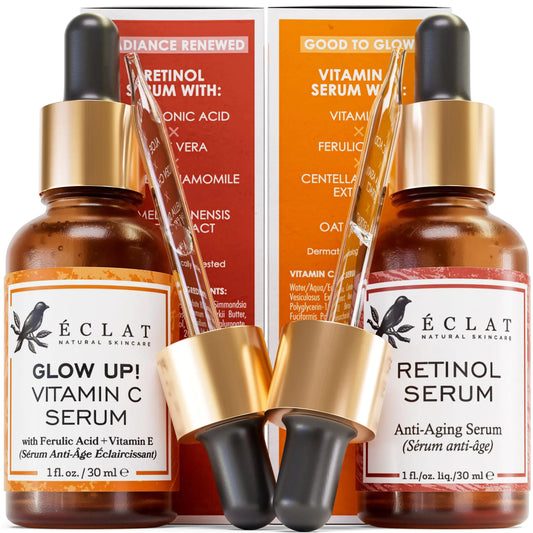 Eclat Skincare Face Serum Set - Vitamin C Serum for Radiance Retinol Serum for Wrinkles